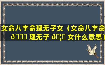 女命八字命理无子女（女命八字命 🐘 理无子 🦅 女什么意思）